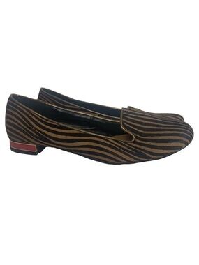 🌸2/$25 Dolce Vita Brown Black Zebra Animal Stripe Calf-hair Loafers Slip-on Shoe